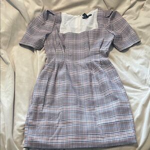 Forever 21 Plaid Mini Dress with Puff Sleeves